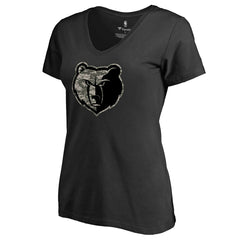 Memphis Grizzlies Women's Cloak Camo V-Neck T-Shirt Black