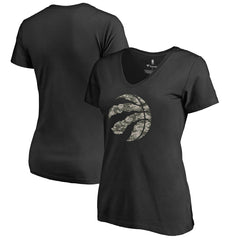 Toronto Raptors Women's Cloak Camo V-Neck T-Shirt Black