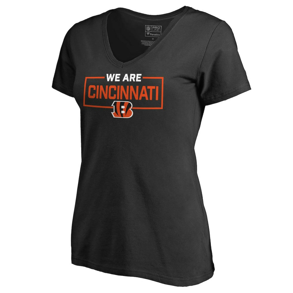 Cincinnati Bengals Women's We Are Icon V-Neck T-Shirt - Black T-shirts