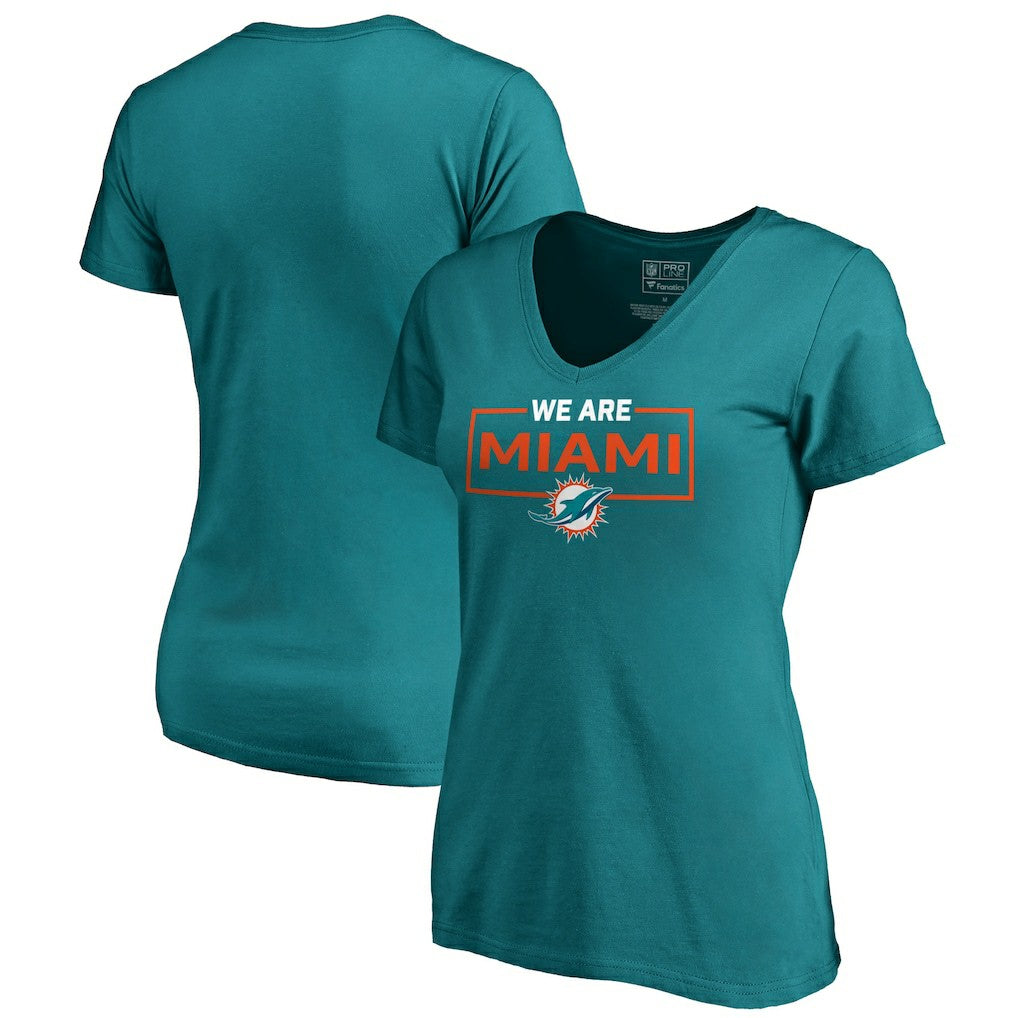 Miami Dolphins Women's We Are Icon V-Neck T-Shirt - Aqua T-shirts