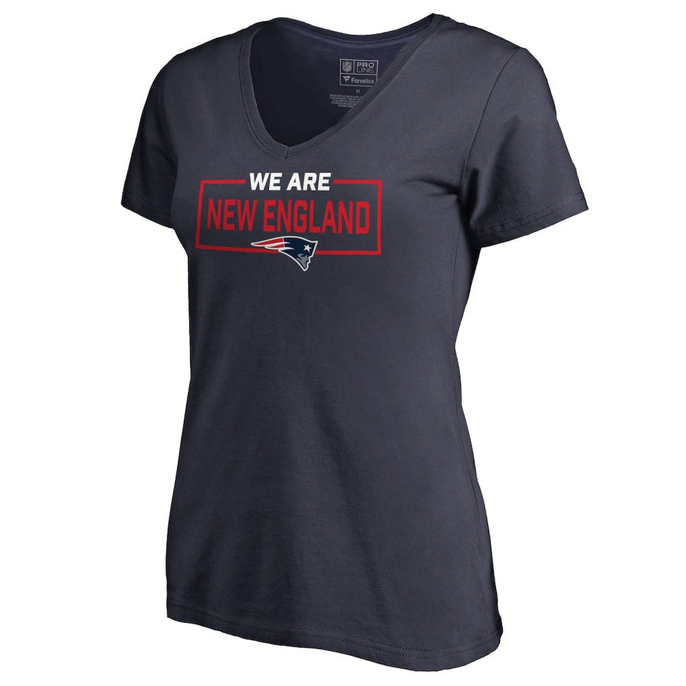 New England Patriots Women's We Are Icon V-Neck T-Shirt - Navy T-shirts