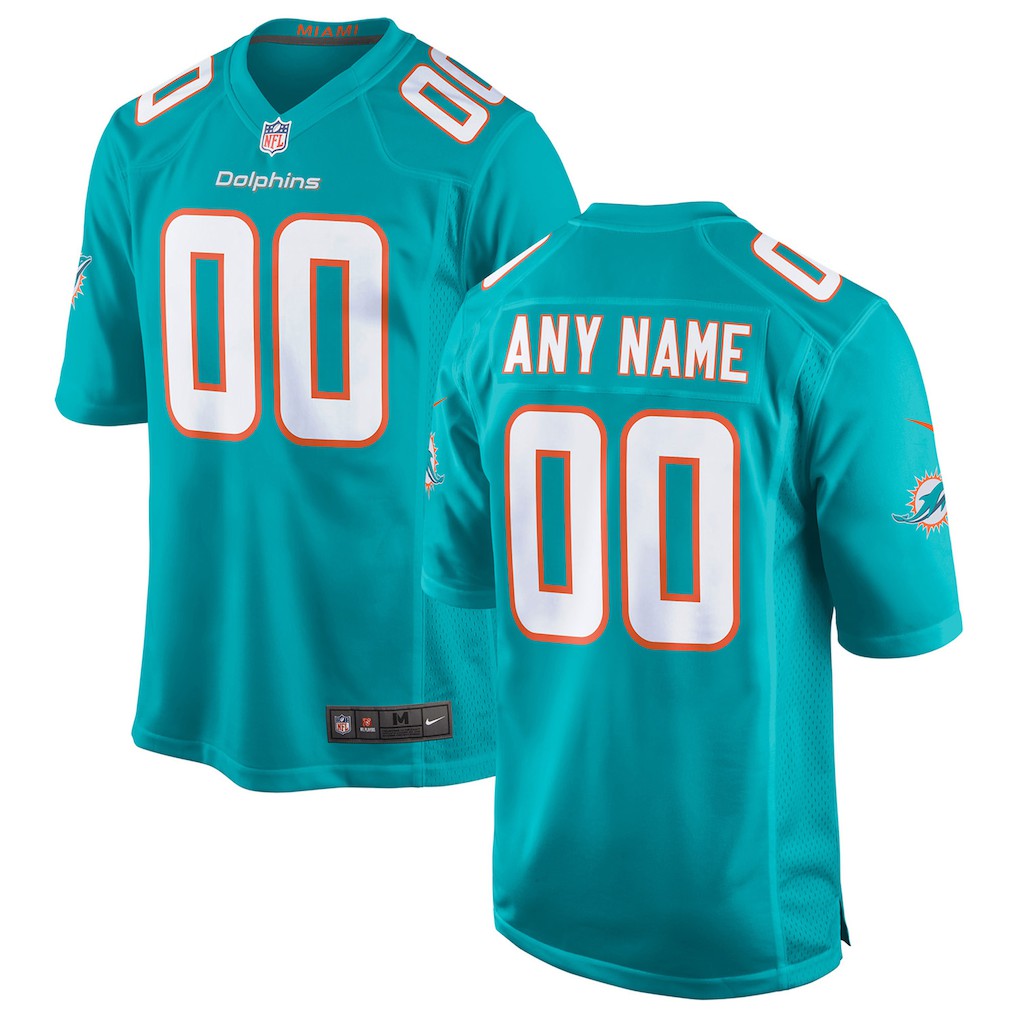 Miami Dolphins Youth Custom Game Jersey - Aqua Jerseys