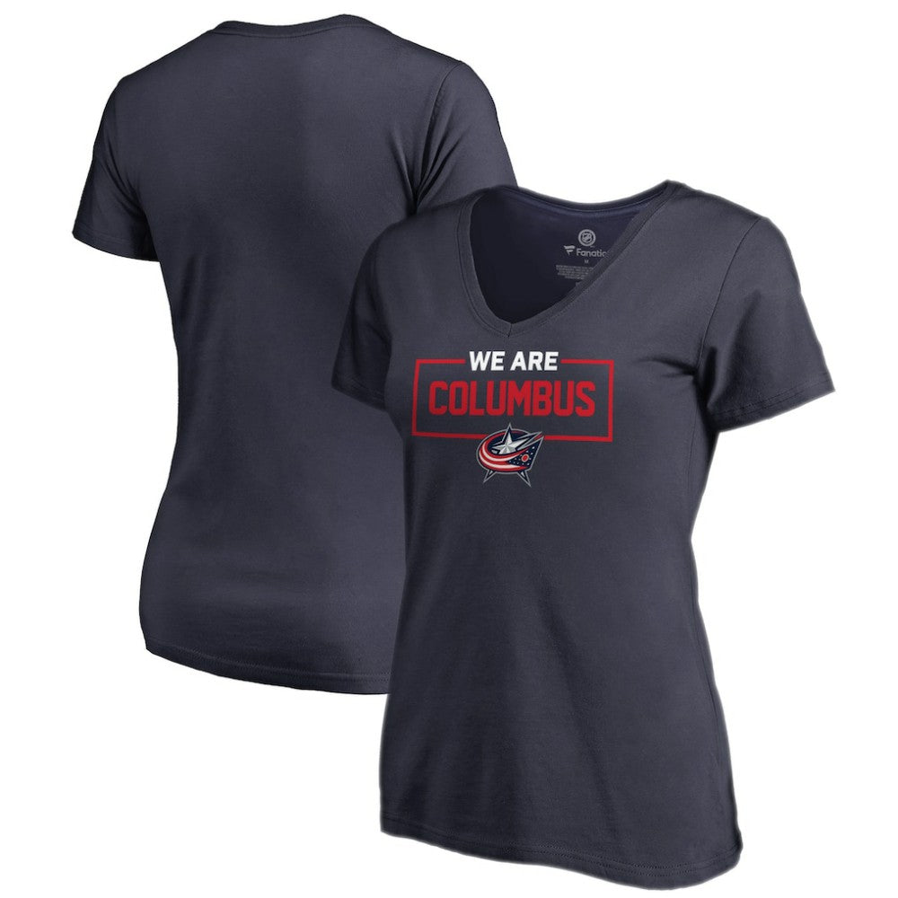 Columbus Blue Jackets Women's Iconic Collection V-Neck T-Shirt - Navy | US 3120543