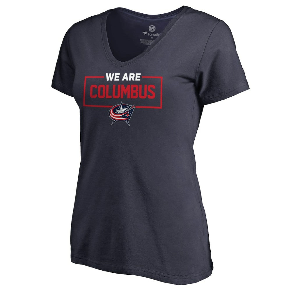 Columbus Blue Jackets Women's Iconic Collection V-Neck T-Shirt - Navy | US 3120543