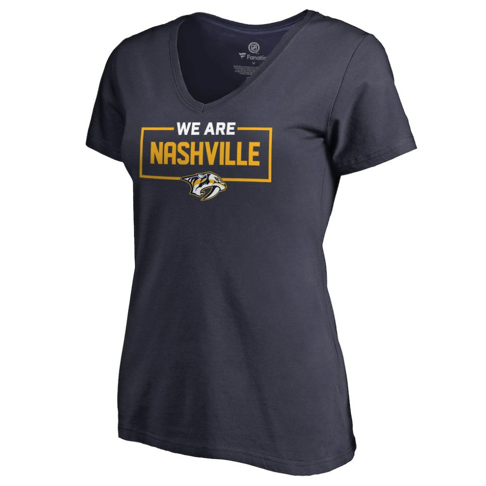 Nashville Predators Women's Iconic Collection V-Neck T-Shirt - Navy | US 3120550