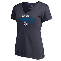 Winnipeg Jets Women's Iconic Collection V-Neck T-Shirt - Navy | US 3120561