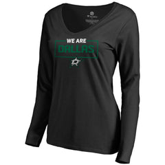 Dallas Stars Women's Iconic Collection We Are Long Sleeve V-Neck T-Shirt - Black | US 3120569