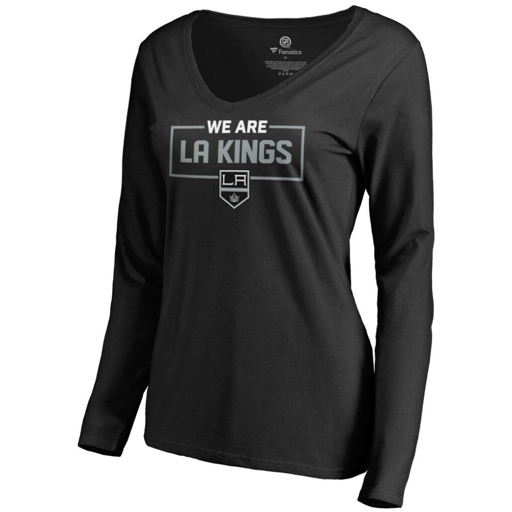 Los Angeles Kings Women's Iconic Collection We Are Long Sleeve V-Neck T-Shirt - Black | US 3120573
