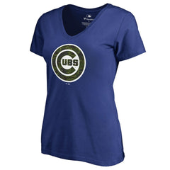 Chicago Cubs Women's Armed Forces Wordmark T-Shirt - Royal T-shirts