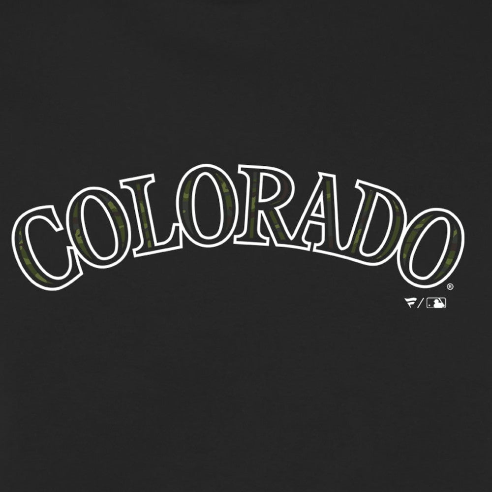 Colorado Rockies Women's Armed Forces Wordmark T-Shirt - Black T-shirts