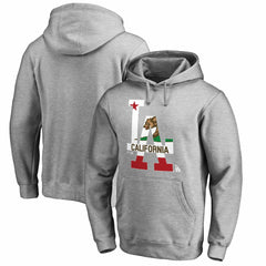 Los Angeles Dodgers Hometown Collection Cali Flag Pullover Hoodie - Heathered Gray Hoodies