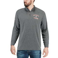 Detroit Tigers Stitches Team Raglan Quarter-Zip Pullover Jacket - Heathered Charcoal Jackets