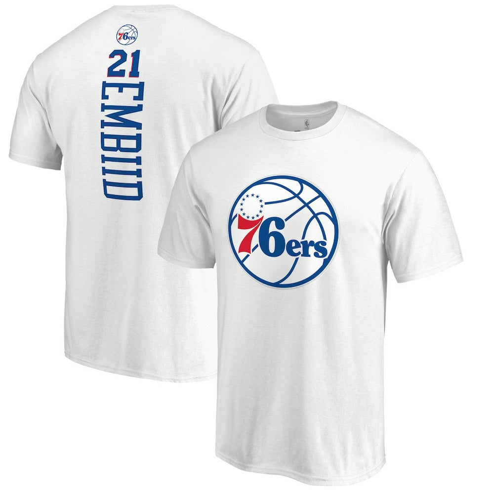 Joel Embiid Philadelphia 76ers Backer Name & Number T-Shirt White