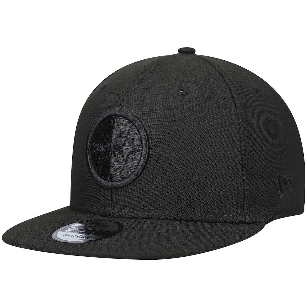 Pittsburgh Steelers New Era Black On Black 9FIFTY Adjustable Hat - Black Hats