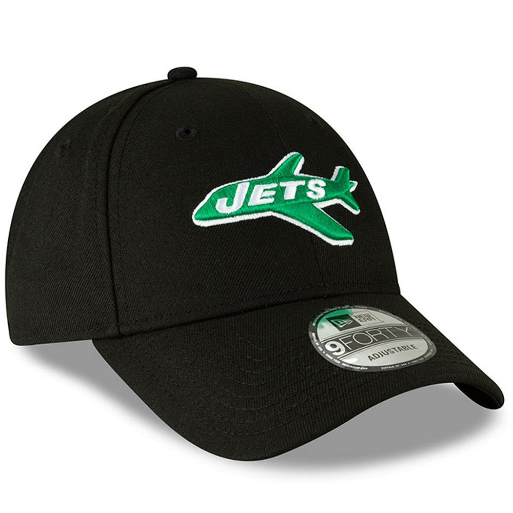 New York Jets New Era The League Throwback 9FORTY Adjustable Hat - Black Hats