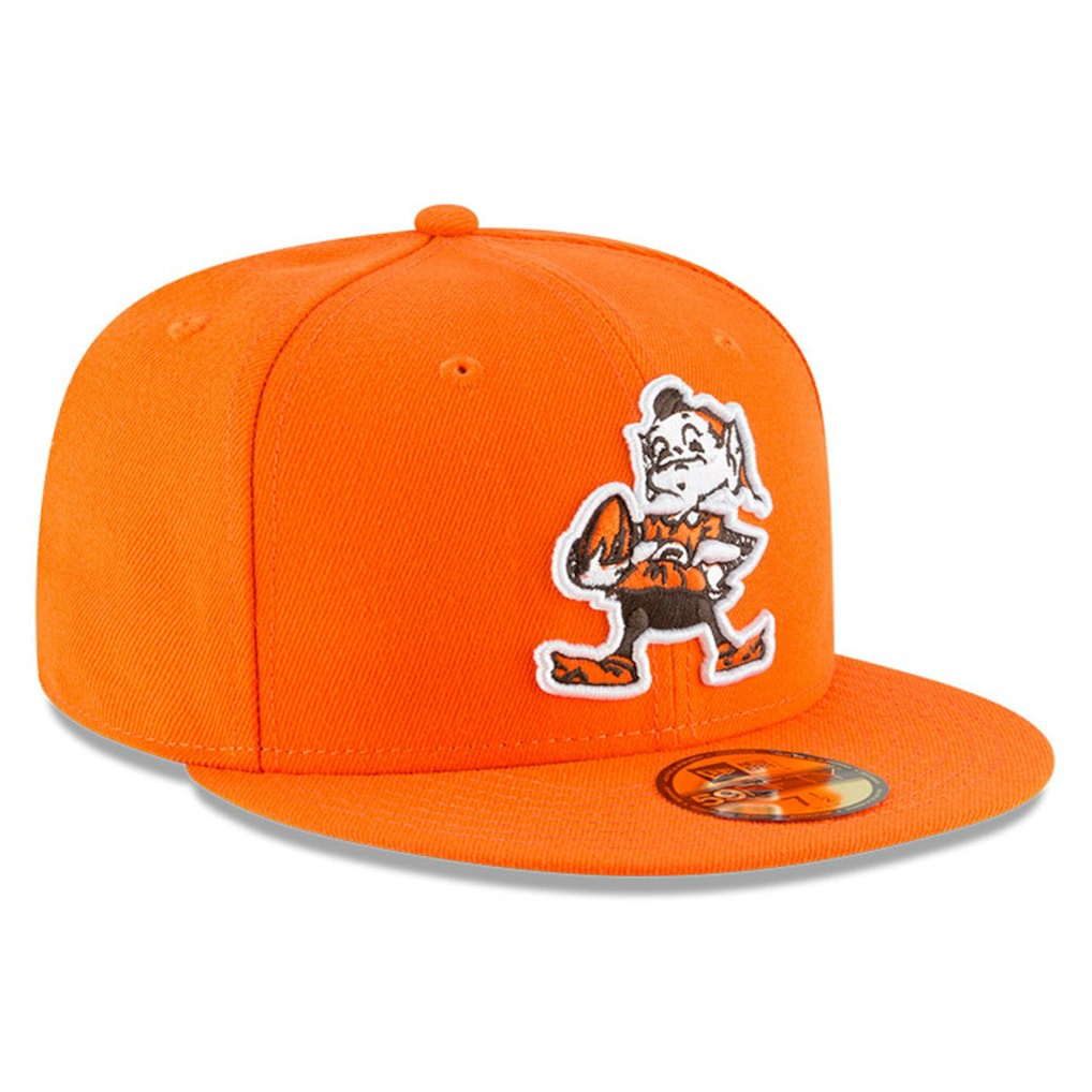Cleveland Browns New Era Omaha Brownie The Elf Throwback 59FIFTY Fitted Hat - Orange Hats