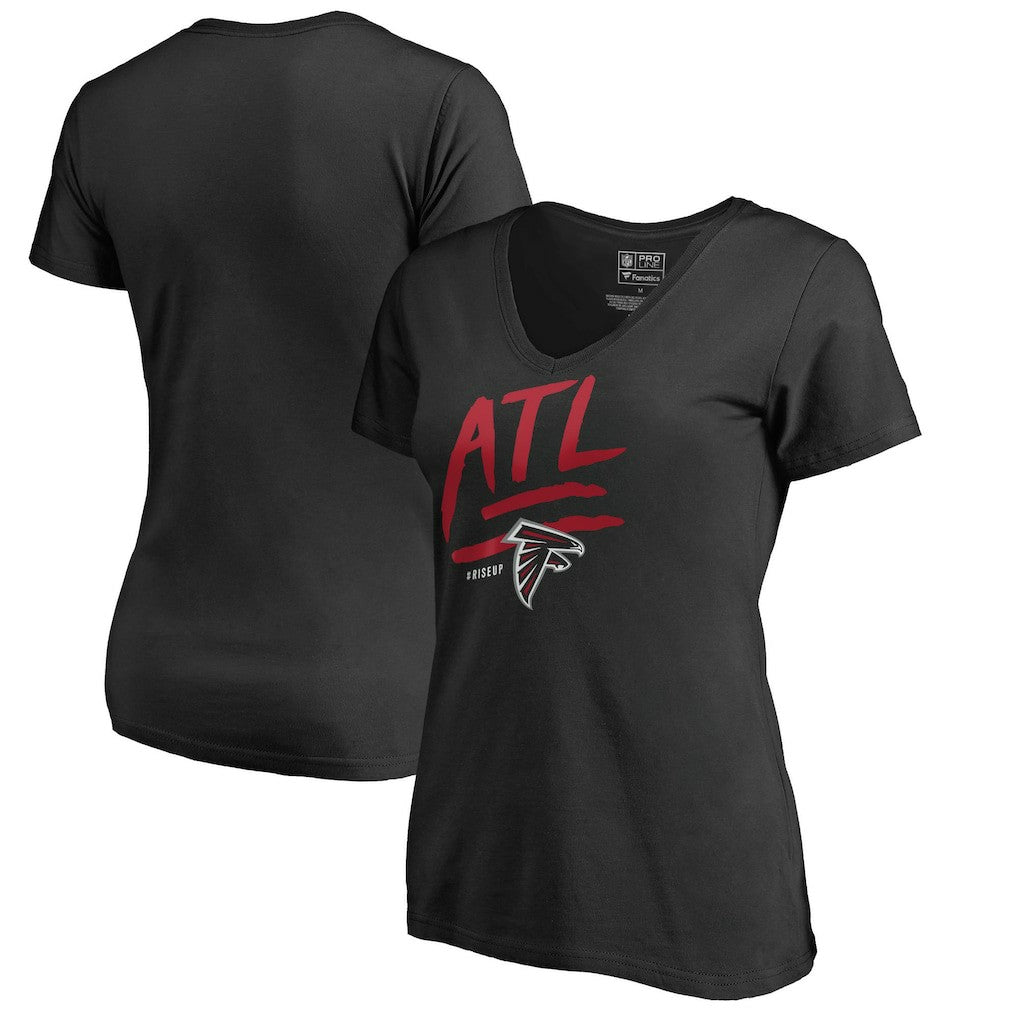 Atlanta Falcons Women's Rise Up V-Neck T-Shirt - Black T-shirts