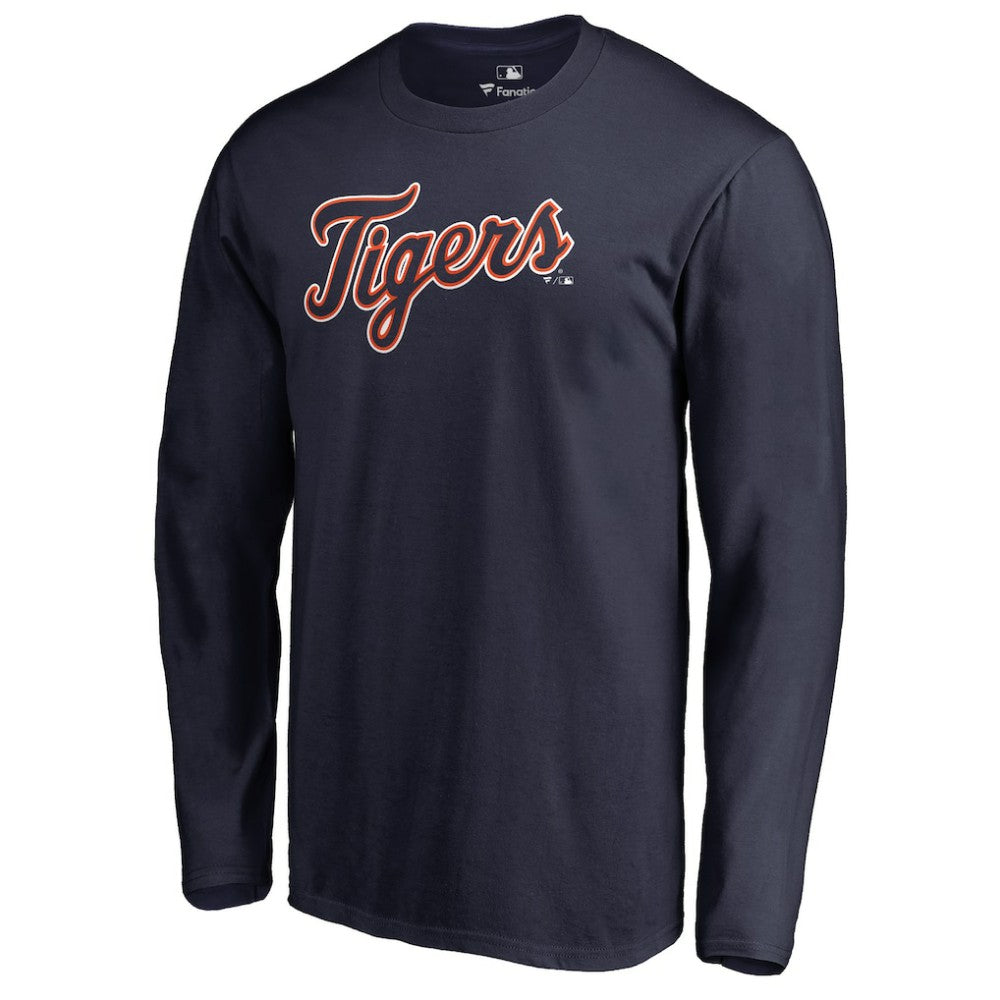 Detroit Tigers Team Wordmark Long Sleeve T-Shirt - Navy T-shirts