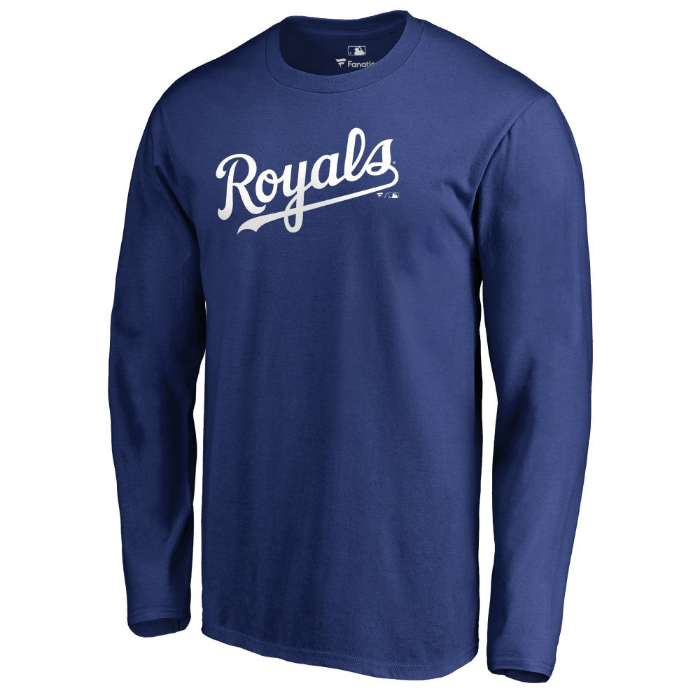 Kansas City Royals Team Wordmark Long Sleeve T-Shirt - Royal T-shirts