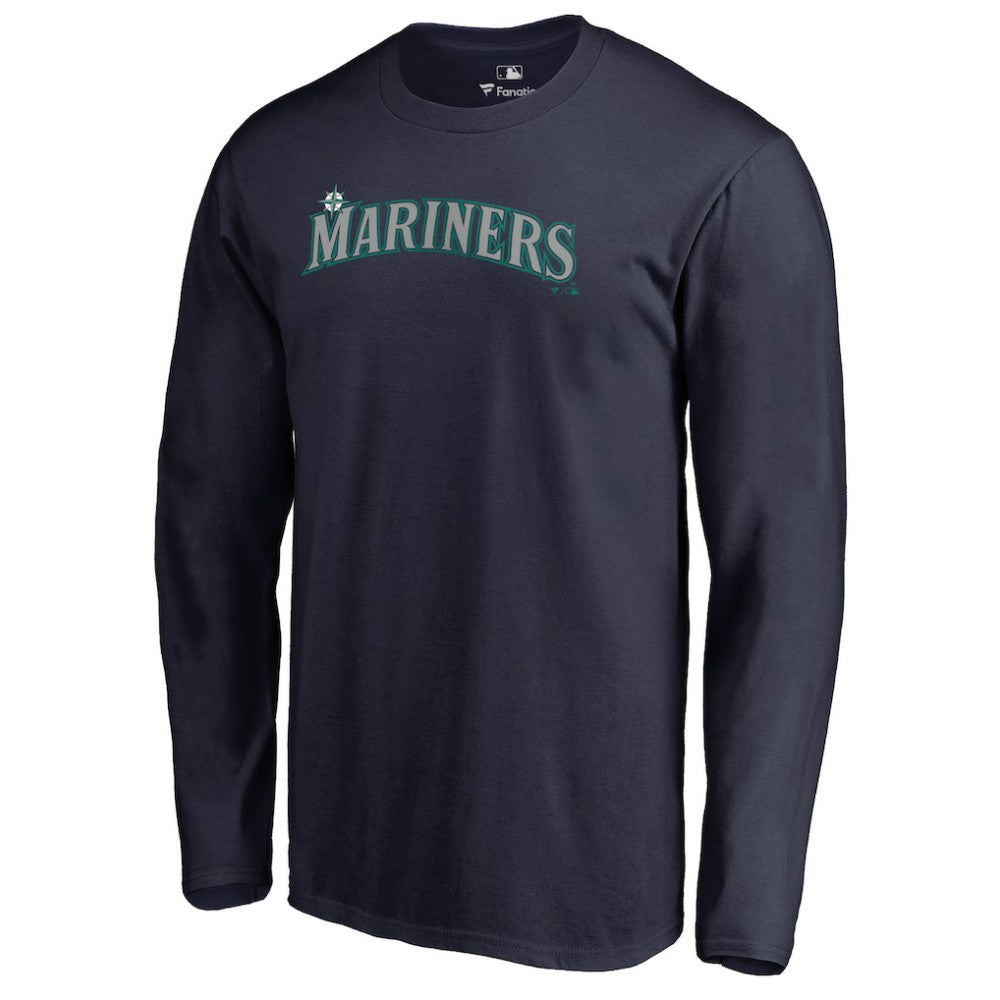 Seattle Mariners Team Wordmark Long Sleeve T-Shirt - Navy T-shirts
