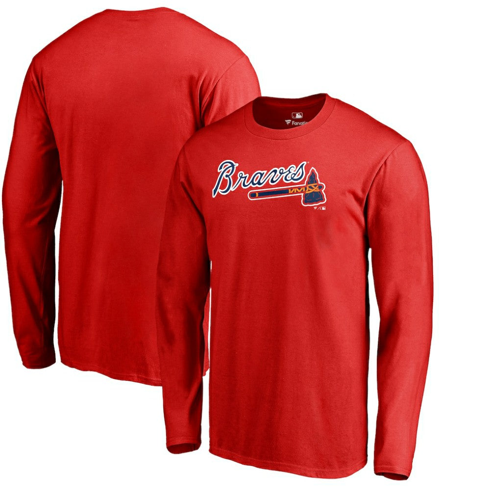 Atlanta Braves Team Wordmark Long Sleeve T-Shirt - Red T-shirts