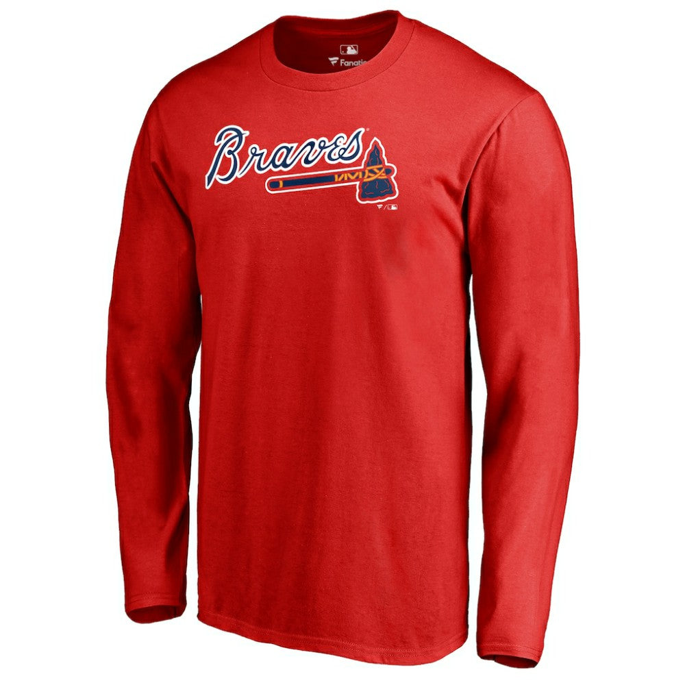 Atlanta Braves Team Wordmark Long Sleeve T-Shirt - Red T-shirts