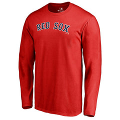 Boston Red Sox Team Wordmark Long Sleeve T-Shirt - Red T-shirts