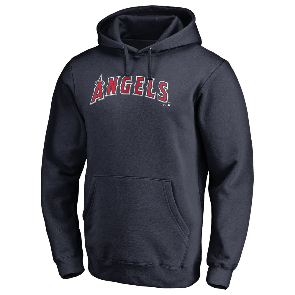 Los Angeles Angels Official Wordmark Fitted Pullover Hoodie - Navy Hoodies