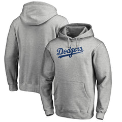 Los Angeles Dodgers Official Wordmark Fitted Pullover Hoodie - Heather Gray Hoodies