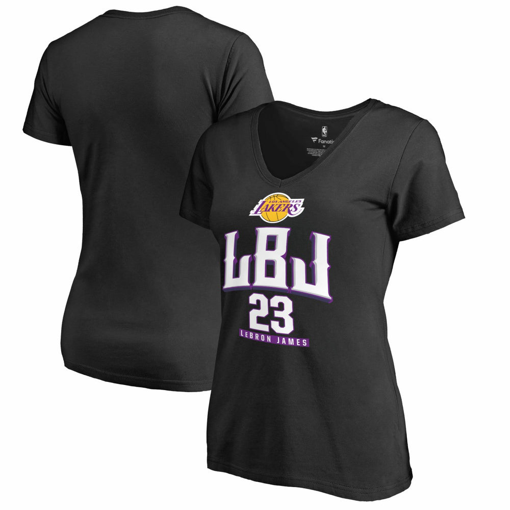 LeBron James Los Angeles Lakers Women's Hometown Collection LBJ V-Neck T-Shirt Black