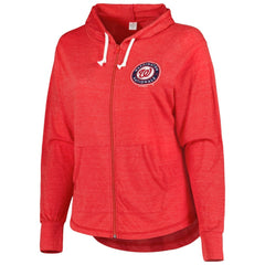 Washington Nationals Soft as a Grape Women's Plus Size Full-Zip Lightweight Hoodie Top - Red Hoodies