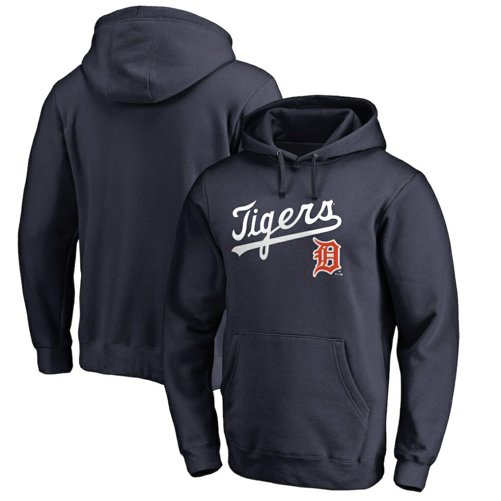 Detroit Tigers Vintage Cooperstown Collection Wahconah Fitted Pullover Hoodie - Navy Hoodies