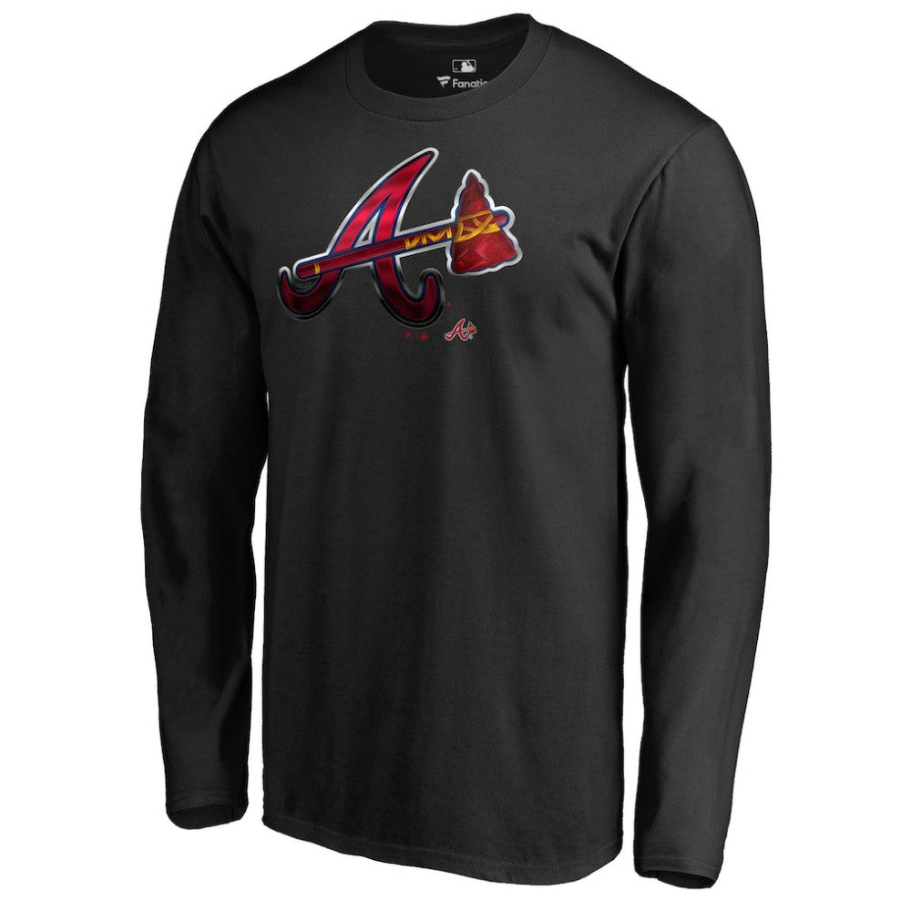 Atlanta Braves Midnight Mascot Long Sleeve T-Shirt - Black T-shirts