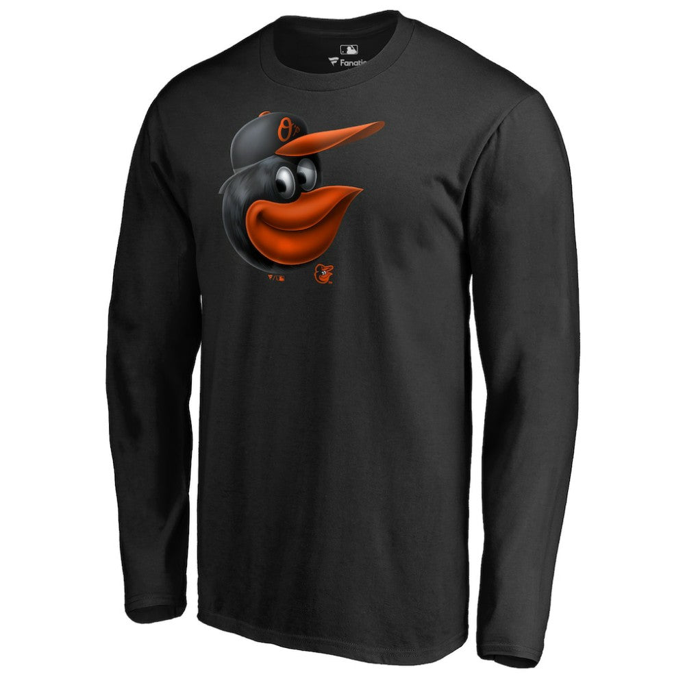 Baltimore Orioles Midnight Mascot Long Sleeve T-Shirt - Black T-shirts