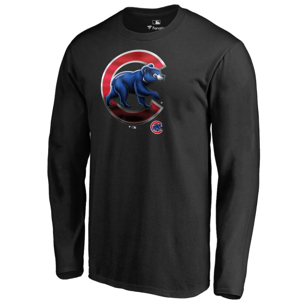 Chicago Cubs Midnight Mascot Long Sleeve T-Shirt - Black T-shirts