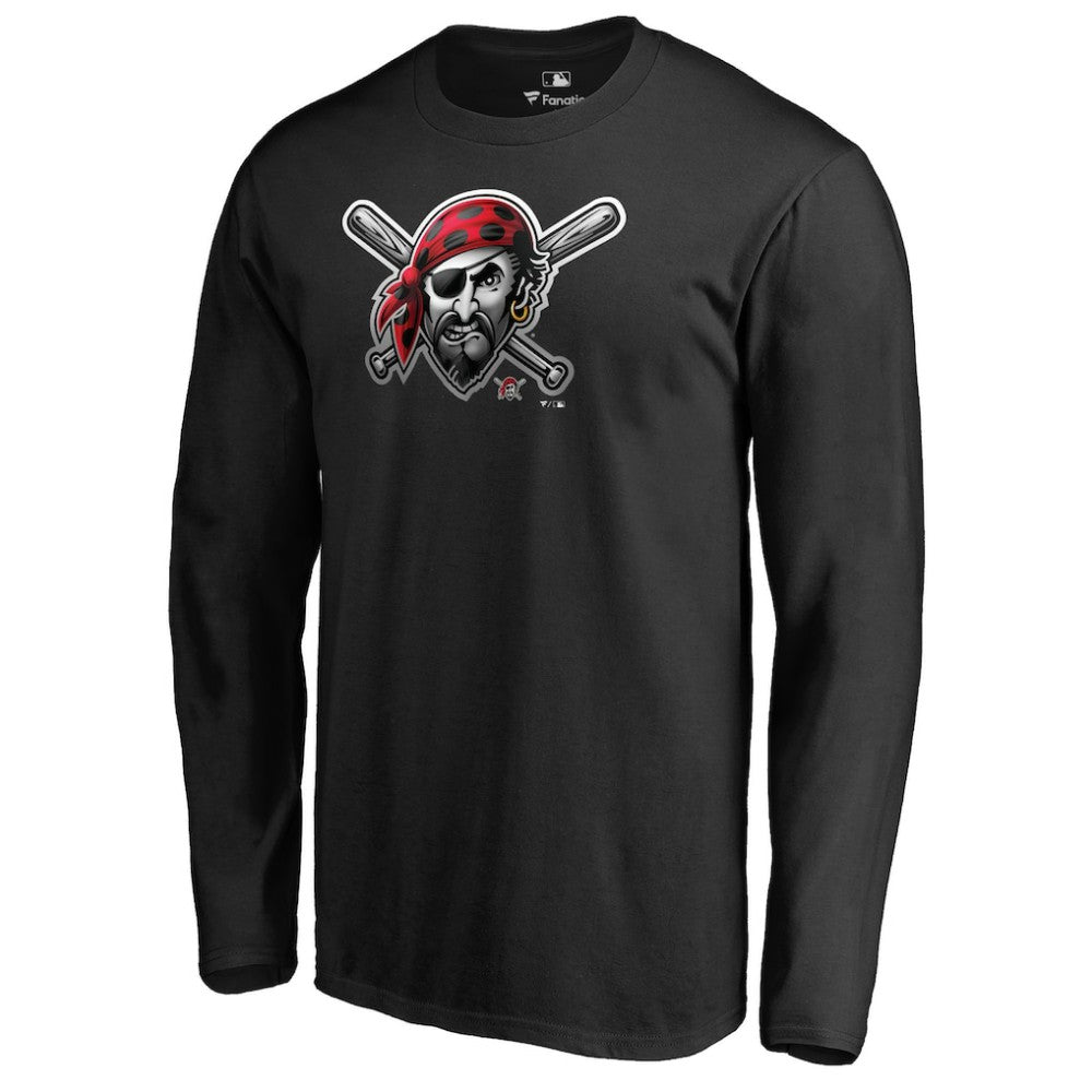 Pittsburgh Pirates Midnight Mascot Long Sleeve T-Shirt - Black T-shirts