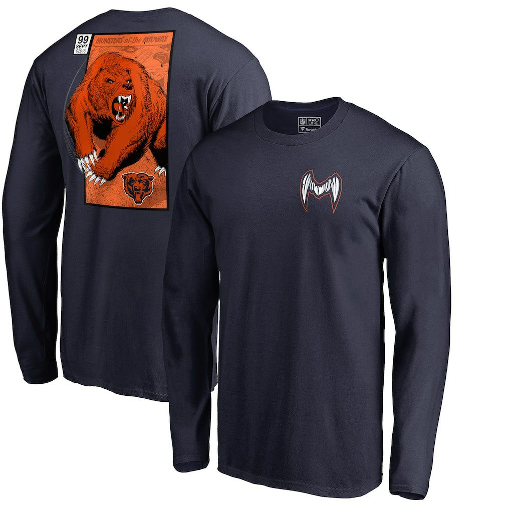 Chicago Bears Midway Monster Long Sleeve T-Shirt - Navy T-shirts