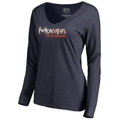 Chicago Bears Women's Monsters Long Sleeve V-Neck T-Shirt - Navy T-shirts