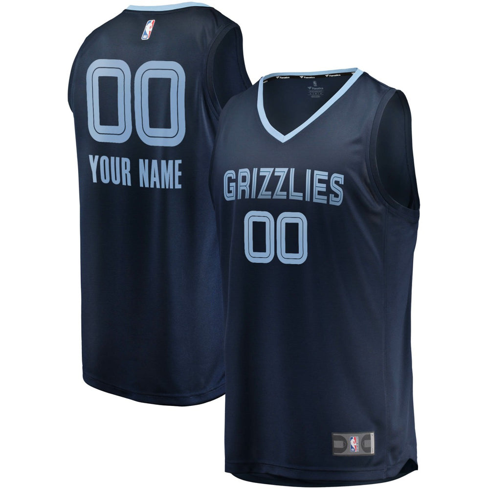 Memphis Grizzlies Fast Break Custom Replica Jersey Navy Icon Edition - Fanatics