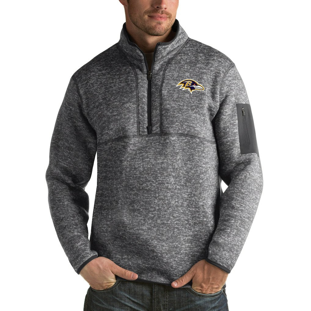 Baltimore Ravens Antigua Fortune Big & Tall Quarter-Zip Pullover Jacket - Charcoal Pullover