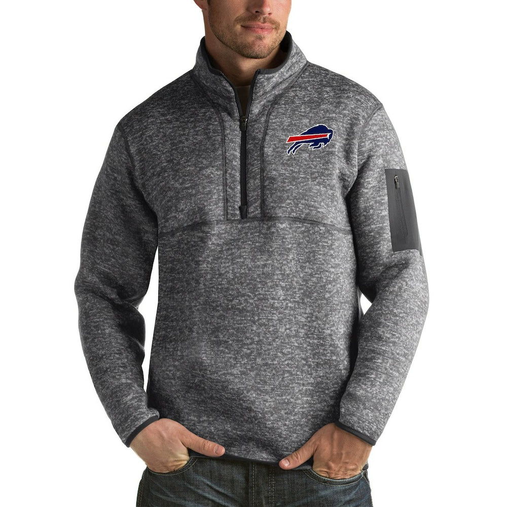 Buffalo Bills Antigua Fortune Big & Tall Quarter-Zip Pullover Jacket - Charcoal Pullover