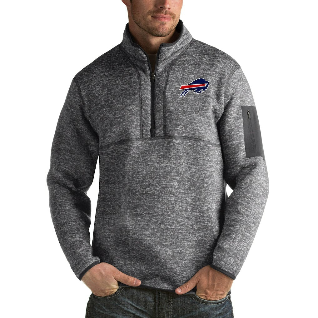 Buffalo Bills Antigua Fortune Big & Tall Quarter-Zip Pullover Jacket - Charcoal Pullover