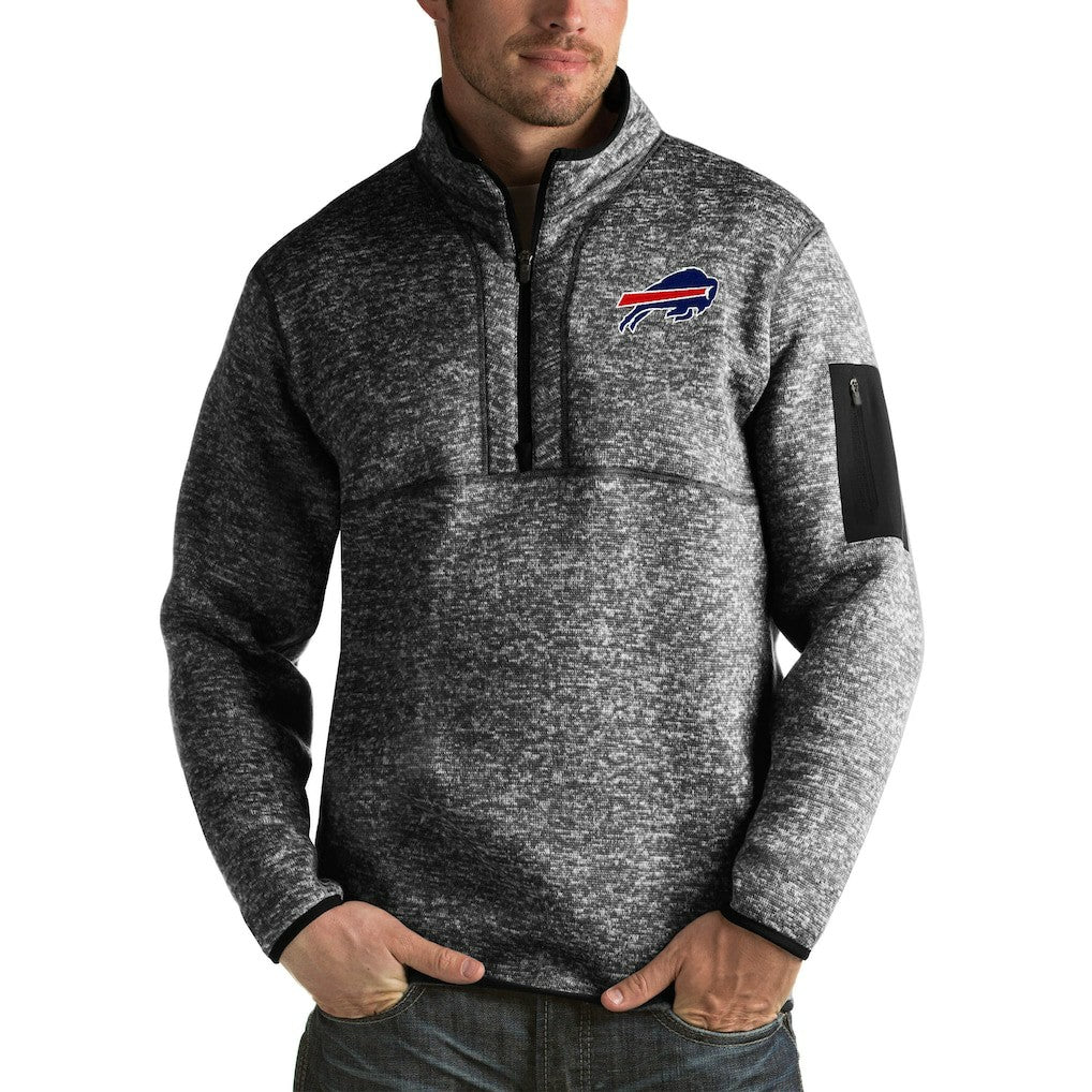 Buffalo Bills Antigua Fortune Big & Tall Quarter-Zip Pullover Jacket - Heather Black Pullover