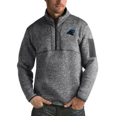 Carolina Panthers Antigua Fortune Big & Tall Quarter-Zip Pullover Jacket - Charcoal Pullover