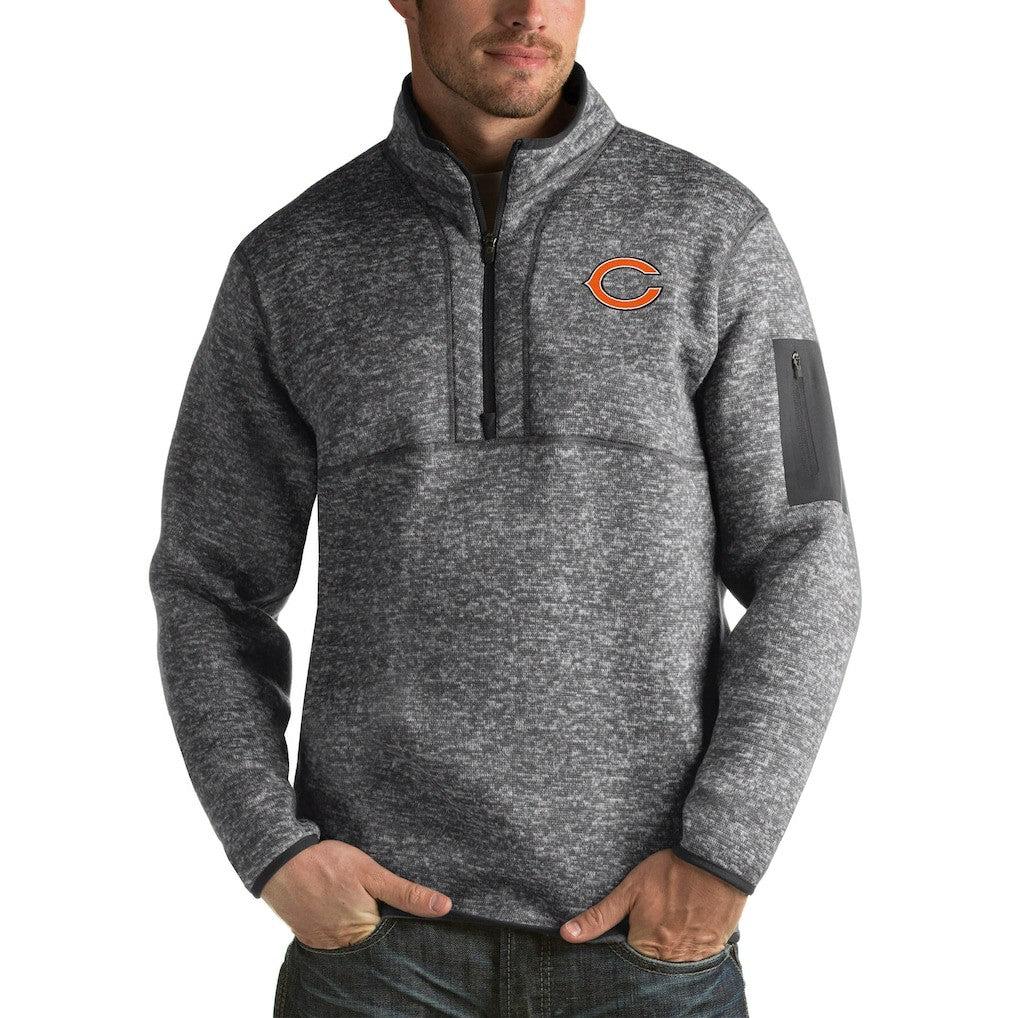 Chicago Bears Antigua Fortune Big & Tall Quarter-Zip Pullover Jacket - Charcoal Pullover