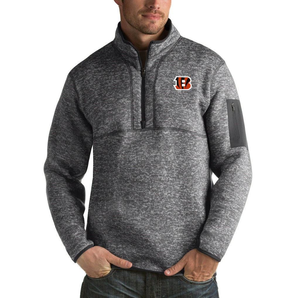 Cincinnati Bengals Antigua Fortune Big & Tall Quarter-Zip Pullover Jacket - Charcoal Pullover