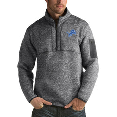 Detroit Lions Antigua Fortune Big & Tall Quarter-Zip Pullover Jacket - Charcoal Pullover