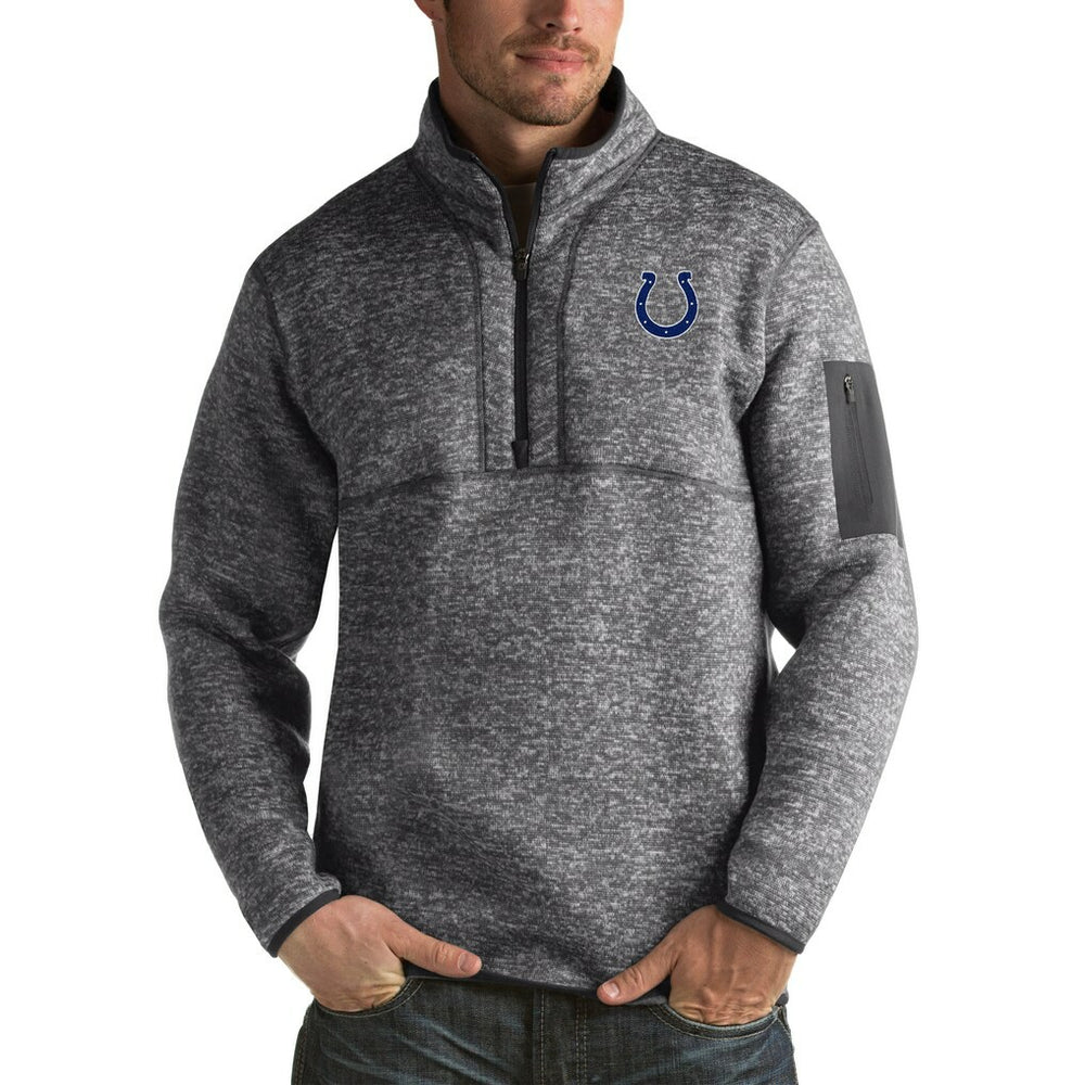 Indianapolis Colts Antigua Fortune Big & Tall Quarter-Zip Pullover Jacket - Charcoal Pullover