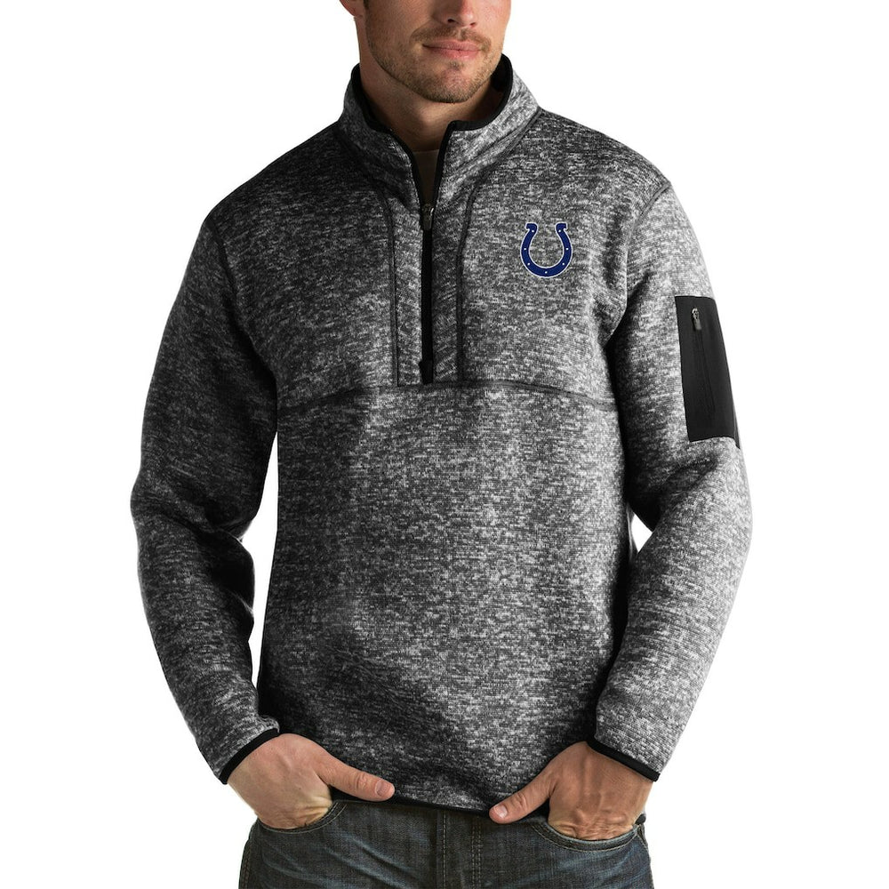 Indianapolis Colts Antigua Fortune Big & Tall Quarter-Zip Pullover Jacket - Heather Black Pullover