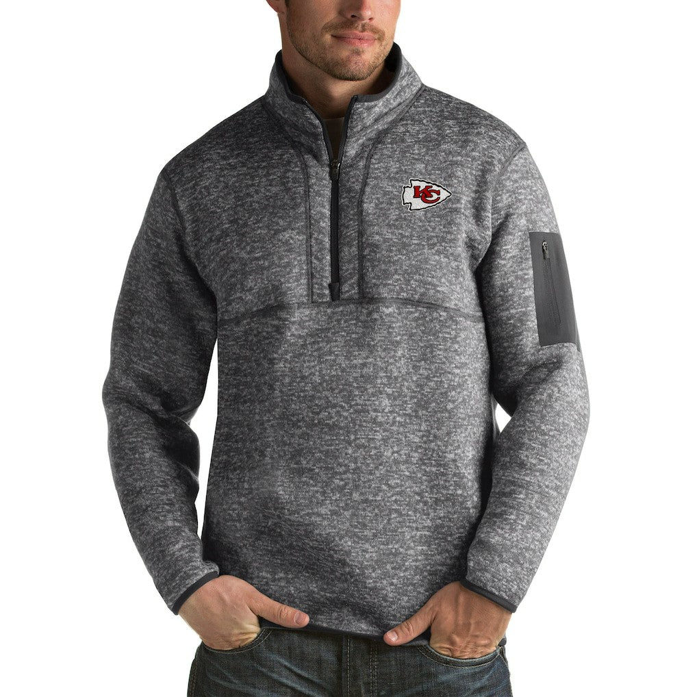 Kansas City Chiefs Antigua Fortune Big & Tall Quarter-Zip Pullover Jacket - Charcoal Pullover
